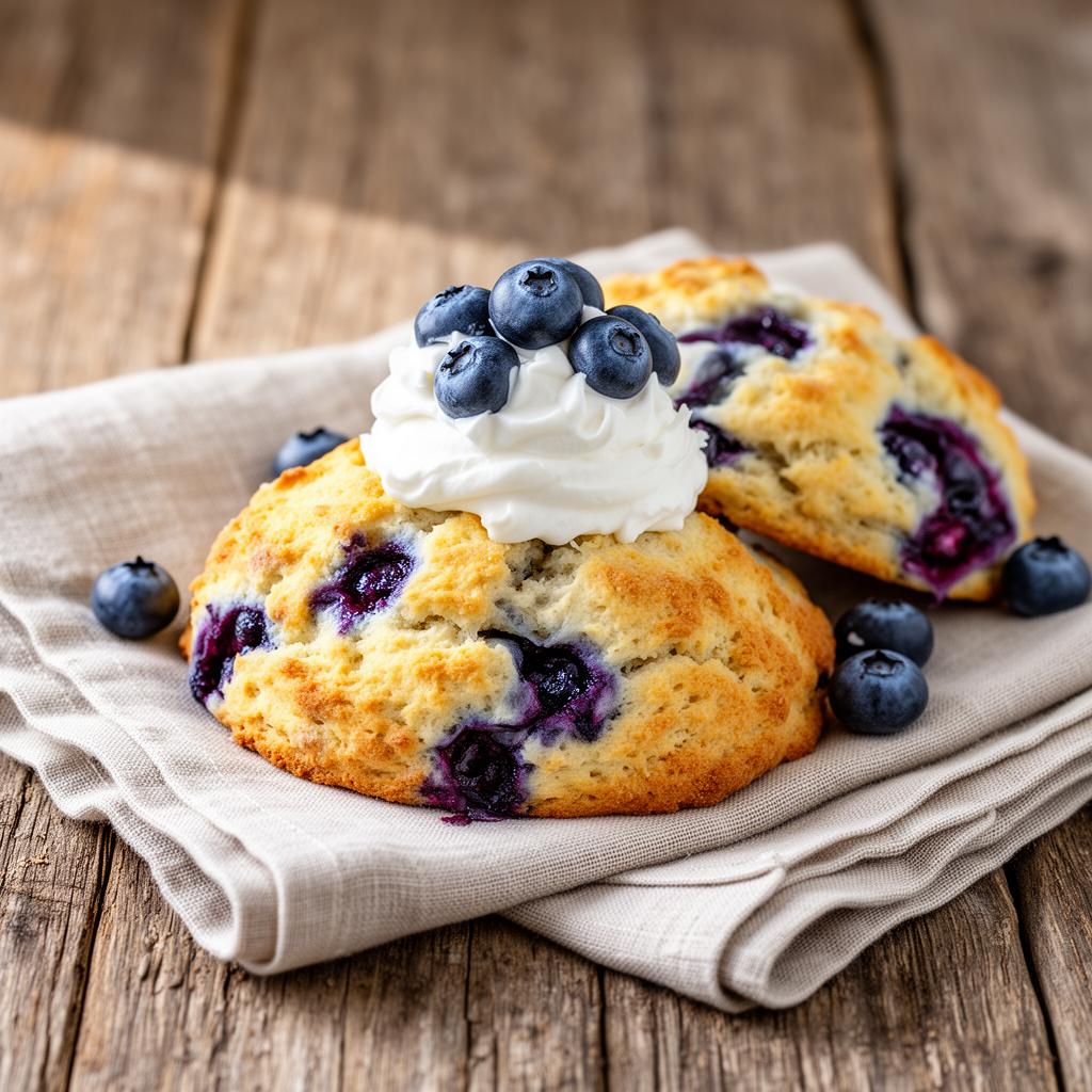 Scones de Mirtilos com Chantilly de Coco